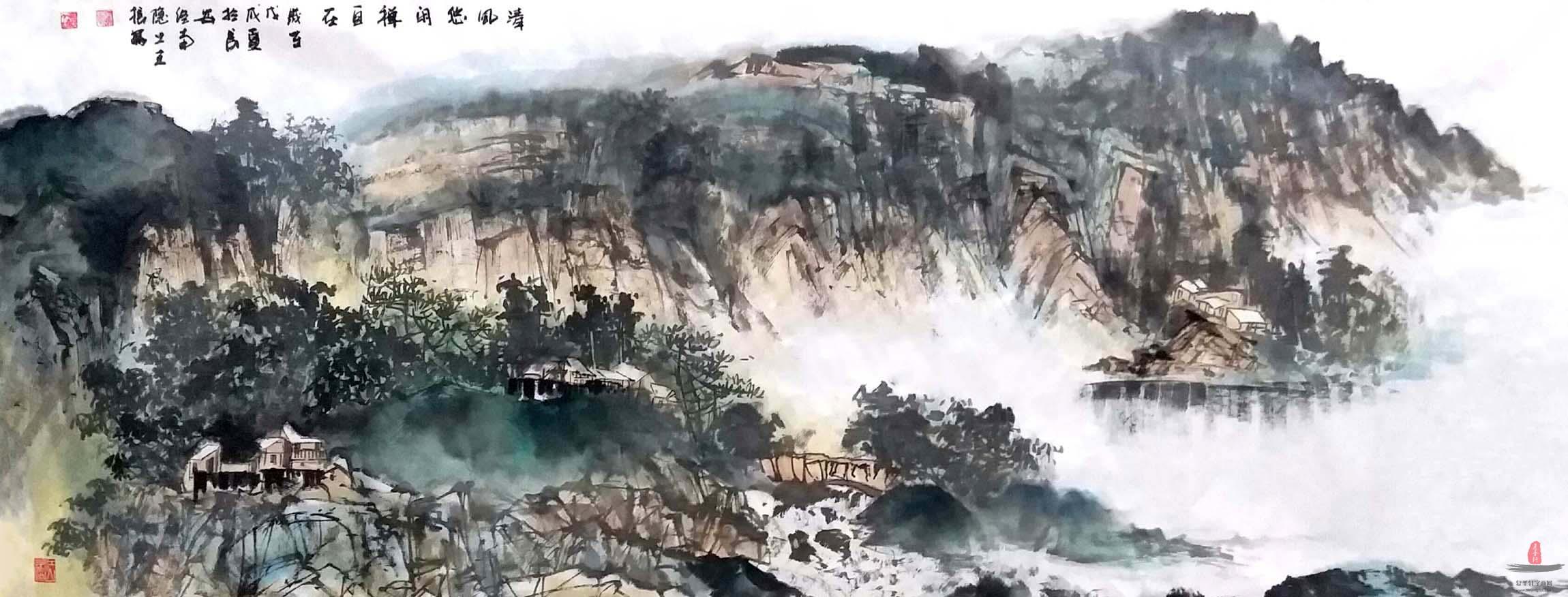 王振  山水画《清风悠闲禅自在》
